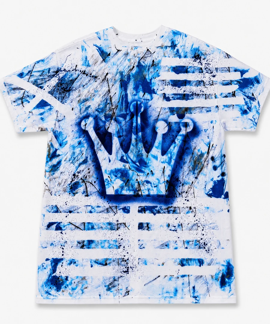 Crown Blue Airbrush Tee — Front