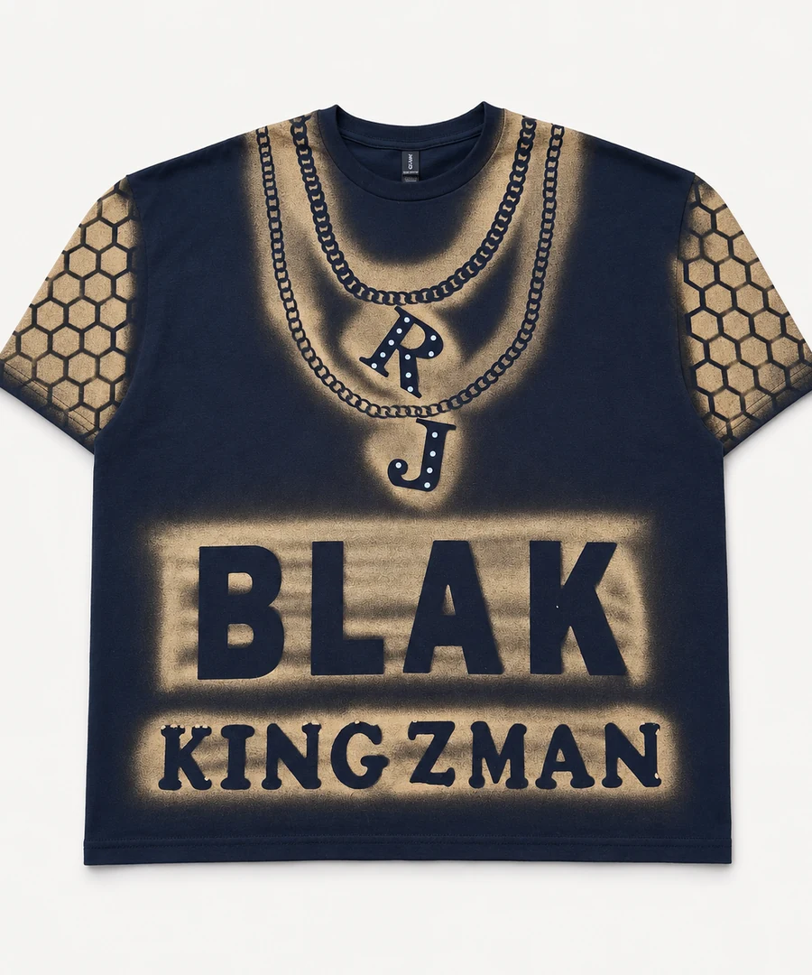 Honeycomb Chain Tee — Navy, Front