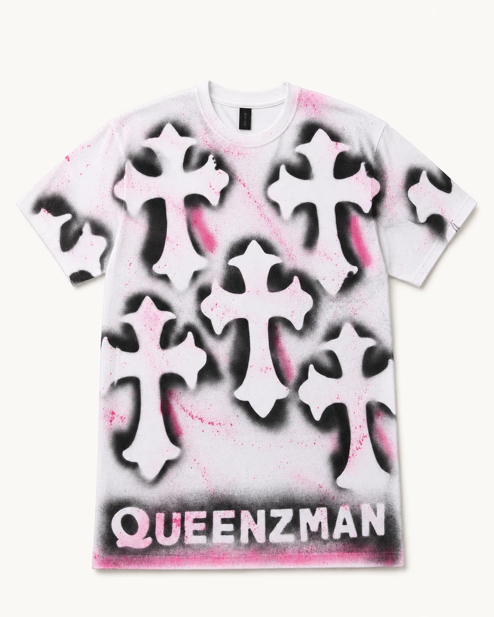 Queenzman Crosses Spray-Paint Tee – front